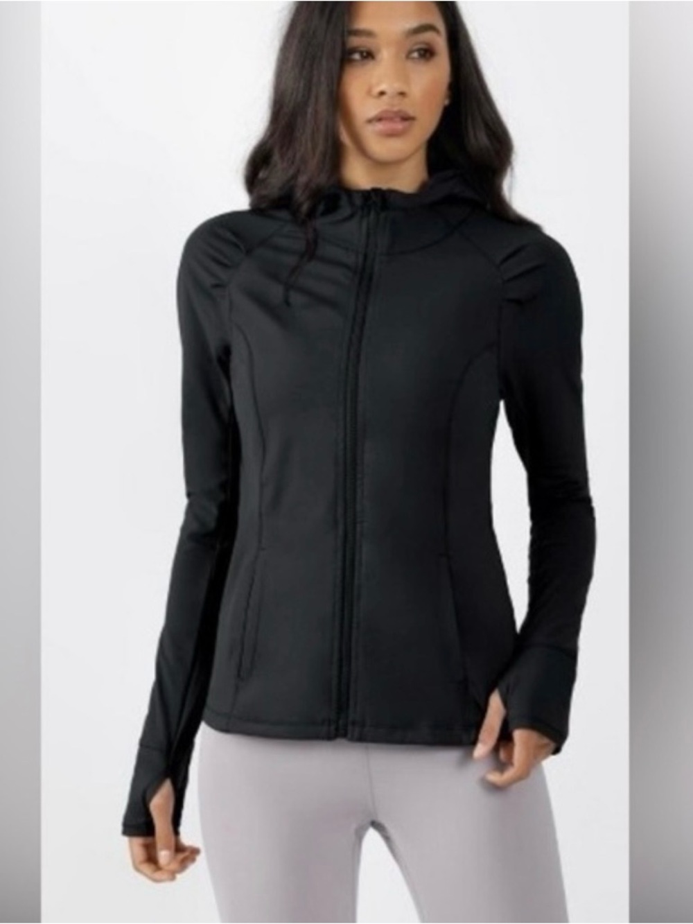 Black Hooded Zip-Up Utility Jacket